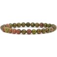 thumbnail image 1 of Angelstones Bracelet Extensible Unisexe en Perles Rondes 6 mm en Pierre Précieuse d'Unakite Naturelle 6,5 Pouces, 1 of 2