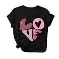 thumbnail image 2 of Styesk T-Shirts pour Femmes Saint-Valentin Graphique Décontracté Grande Taille Hauts Imprimé Cœur Hauts de Sortie Confortables Doux Col Rond T-Shirts Chandail Mode Léger Manches Courtes T-shirt, 2 of 3