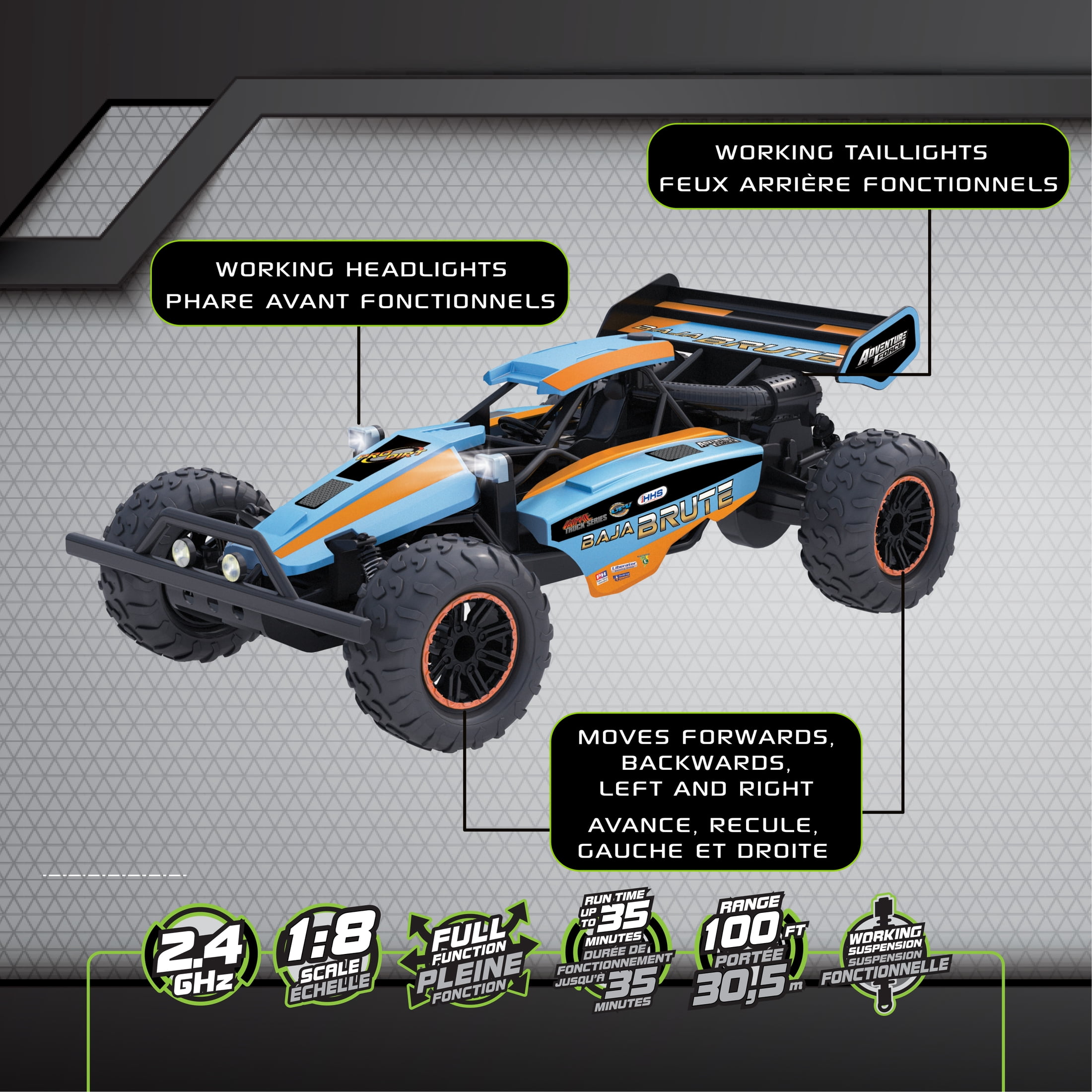 Buggy télécommandé bleu glacier Adventure Force (1:8) Baja Brute