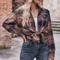 thumbnail image 3 of T-shirts pour Femmes Mode Mode pour Femmes Ample à Carreaux Imprimé Chemise à Col T-Shirt Haut Chemise Manches Hauts pour Femmes Nouvelle Commande T-Shirt Manches 1/2 Hauts pour Femmes, 3 of 7