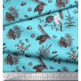 thumbnail image 3 of Soimoi Blue polyester Georgette Fabric Floral, & American Robin Bird Printed Craft Fabric by The Yard 42 Inch Wide, 3 of 3