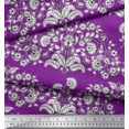 thumbnail image 2 of Soimoi Poly Georgette Fabric Leaves & Floral Block Print Sewing Fabric Yard 52 Inch Wide, 2 of 3