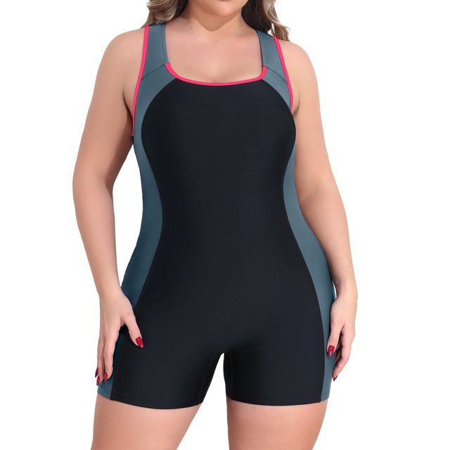 Charmo Plus Size Swimsuit for Womens Athletic Boyleg One Piece Bathing Suit