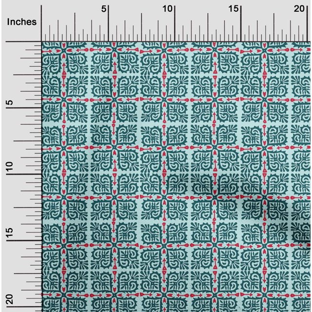 oneOone Silk Tabby Fabric Arrow|Swirl & Floral Block Printed Craft Fabric BTY 42 Inch Wide