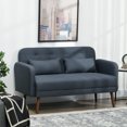 thumbnail image 2 of HOMCOM 53' Canapé Tufted Loveseat pour Chambre à coucher, Bleu, 2 of 10