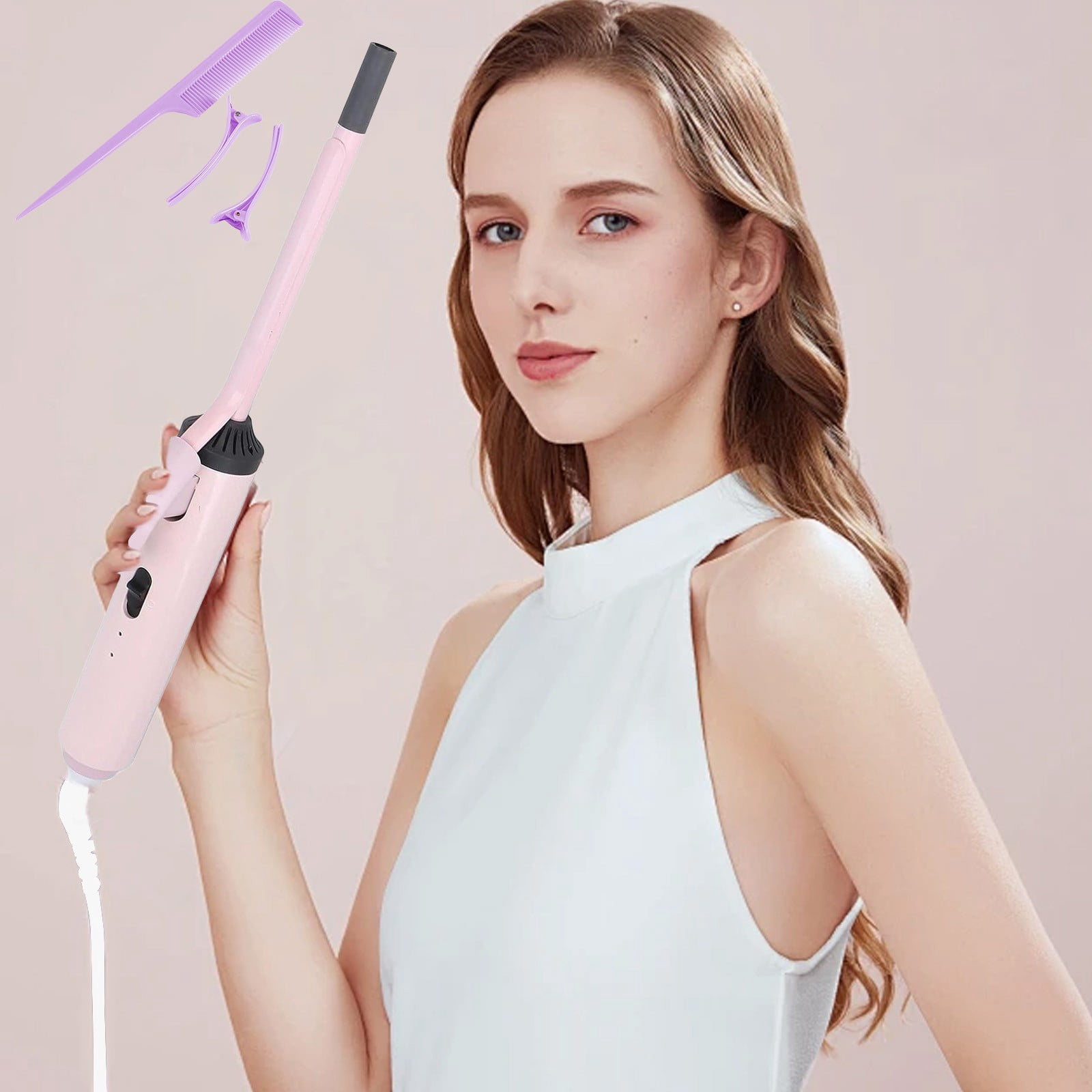 Negative Ionic Hair Curler Wand with Fast Heating, Adjustable Temperature Curling Iron for All Hair Types, SalonGrade Beach Waves Styling Tool