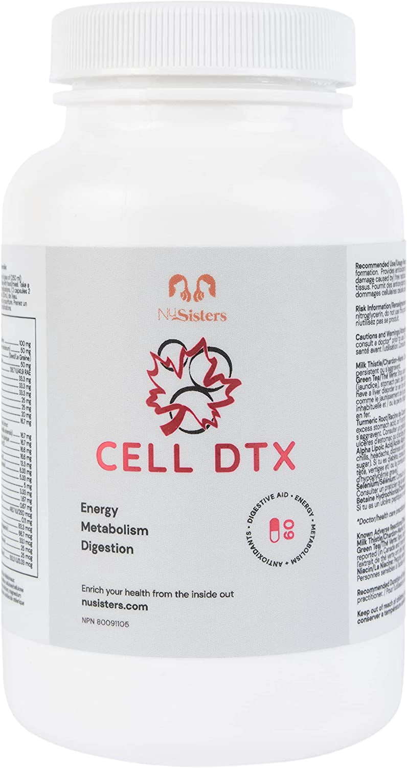 Immediate Sustained Energy, Mental Clarity, Focus, Healthy Digestion, Natural Antioxidants, Stronger Immune System -CELL DTX (60 capsules) - Health Canada Licensed NPN #80091105