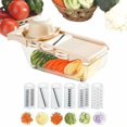 thumbnail image 1 of Mandoline Trancheuse Réglable Déchiqueteuse de Légumes Professionnelle Mandoline Trancheuse pour Cubes Hachoir Portatif pour Aliments pour Bébé avec 6 Lames Interchangeables Protège-Mains pour la Cuisine, 1 of 7