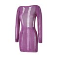 thumbnail image 3 of Fortune Women Knitted Cutout Short Dress Summer Backless Long Sleeve Wrapped Mini Dresses, 3 of 6