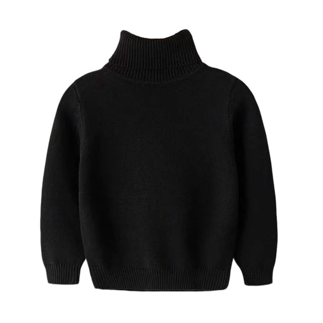 Dealovy Toddler Baby Sweaters Solid Color Pullover Basic Top Kids Fall High Neck Long Sleeve Cotton Blouses