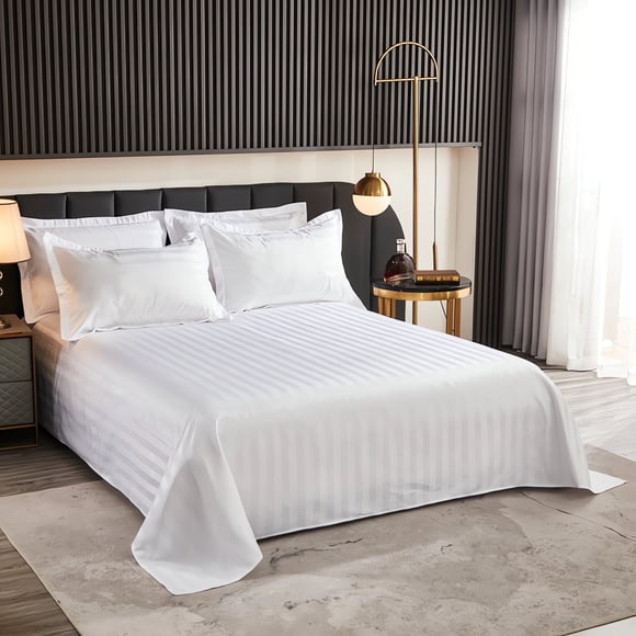 EGNMCR White Striped Bed Sheet Soft And Comfortable For Home Guesthouse School Dormitory Polyester Bed Sheet