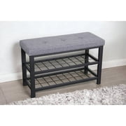 Nola Home Shoe Bench with Storage, 2-Tier Shoe Rack Padded Seat and Metal Frame, Grey