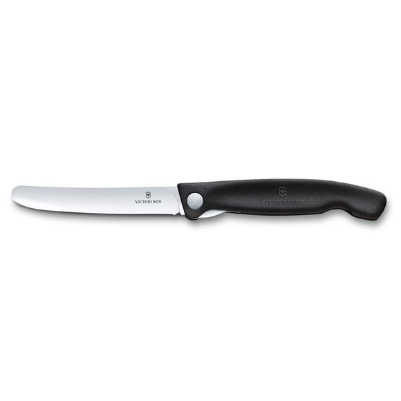 Victorinox Swiss Classic Foldable Utility Knife 4.3 Inch Straight Edge Round Tip - Black