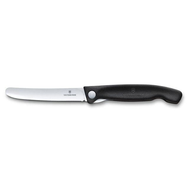 Victorinox Swiss Classic Foldable Utility Knife 4.3 Inch Straight Edge Round Tip - Black