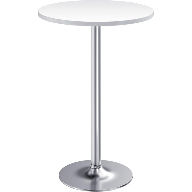 Homall Bistro Pub Table Round Bar Height Cocktail Table with a 23.8-inch white MDF top and a 39.5-inch height. Designed with a sleek metal base for stability, this table is perfect for bars, restaurants, living rooms, or lounges. Its ergonomic height makes it ideal for casual conversations and entertaining.