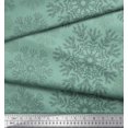 thumbnail image 3 of Soimoi Green Rayon Fabric Snow Flakes Floral Decor Fabric Printed Yard 56 Inch Wide, 3 of 5