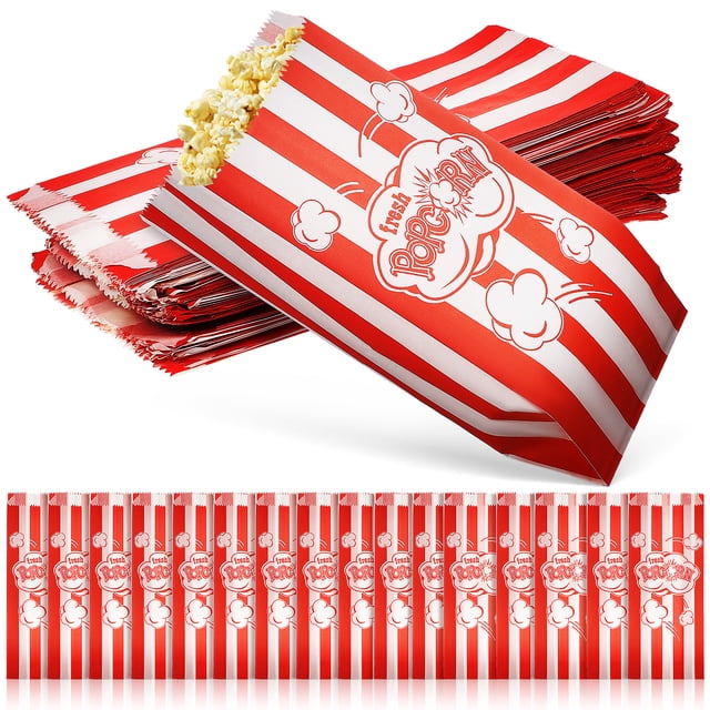 Sacs en Papier pour Concession Sacs pour Maïs Soufflé Papier Rouge 100 Pcs