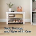 thumbnail image 4 of LEDREM 3-Tier Bamboo Shoe Rack Bench, Entryway Storage Organizer with 286lb Capacity, Multi-Use Shelf, Seat, Quick Assembly, Cloud White, 4 of 7