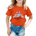 thumbnail image 1 of 4t Fille Tout-Petit Extra Large Enfant Filles Pâques Mignon Graphique Col Rond Manches Courtes T-Shirt Décontracté d'Été, 1 of 4