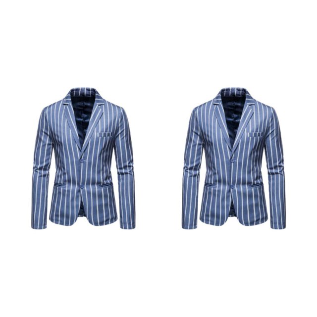 kurtrusly Slim Fit Two Buttons Suit Jackets For Sleek And Classic Style Modern Suit Coats blue L 2Set
