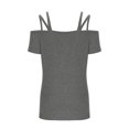 thumbnail image 3 of T-shirts pour Femmes Mode Mode pour Femmes Décontracté Couleur Unie T-Shirt à Col à Bretelles Haut Manches 1/2 Hauts pour Femmes, 3 of 11