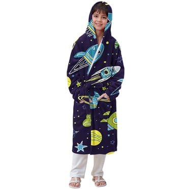RXMEKW Peignoir en Velours à Capuche pour Filles Ensemble de Pyjama à Manches Longues pour Enfants Peignoir en Polyester Doux