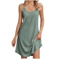 thumbnail image 2 of Womens Fashion Fallow Sleeveless Round Neck Solid Color Suspenders Dresses, 2 of 7