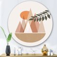 thumbnail image 1 of Designart - Abstrait Soleil et Lune dans les Montagnes II - Moderne Cercle en Métal Art Mural, 1 of 5
