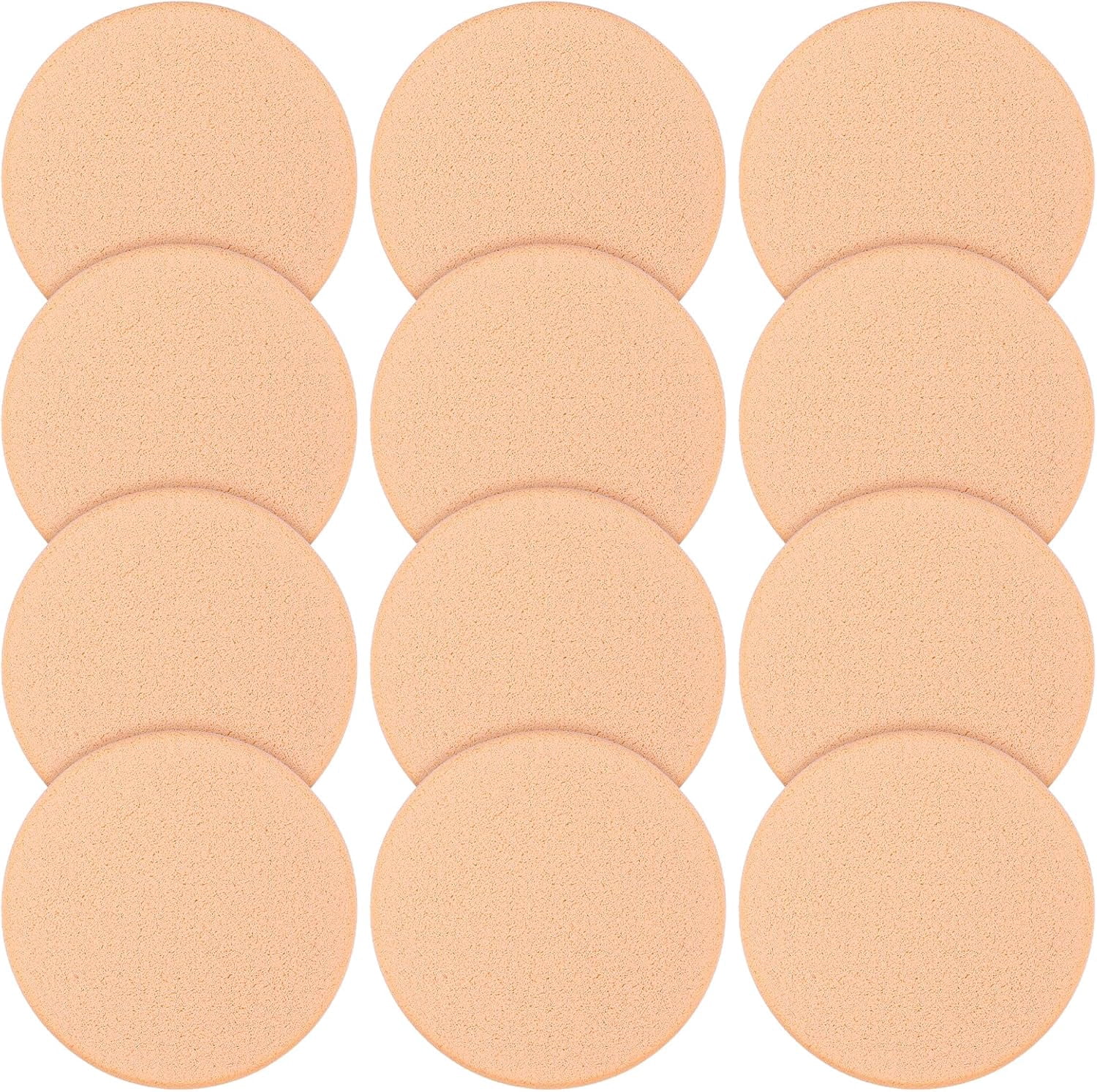 12 Pcs Round Make Up Sponges, Powder Puff Blender Sponge, Puffs Foam Sponges Applicator for Liquid Foundation Makeup Cosmetic, Cleanser, Wet and Dry Dual Use