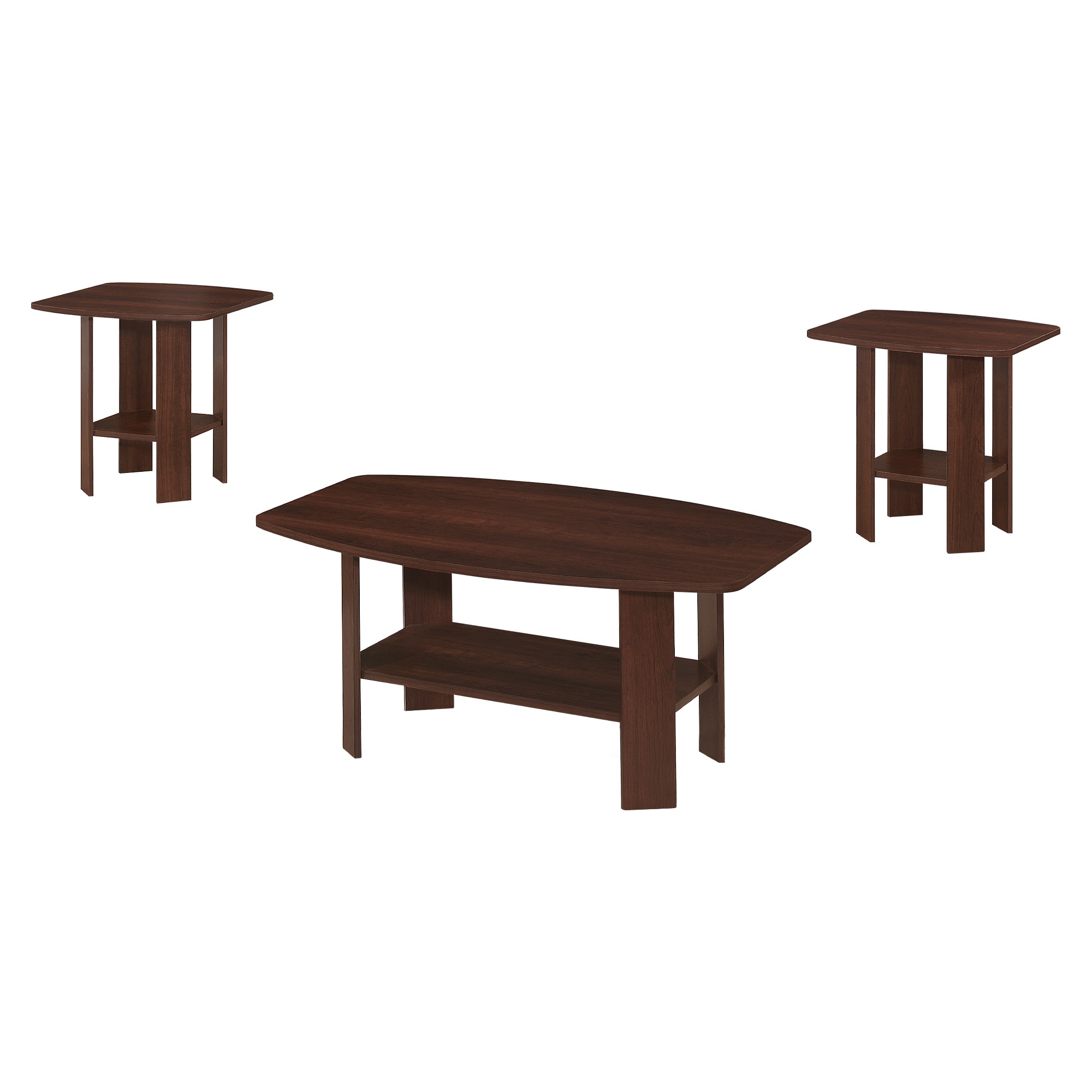 Ensemble de Table, 3 Pcs, Café, Bout, Côté, Accent, Salon, Stratifié, Marron, Transitionnel