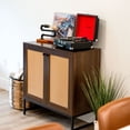 thumbnail image 4 of Sunnydaze 2-Door MDF Accent Cabinet with Built-In Shelf and Rattan Doors - 31.5" W x 15" D x 33" H  - Dark Brown, 4 of 10