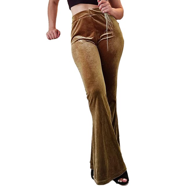 Honganda Women’s Velvet Flare Pants Solid Color Slim Fit Bell-Bottom Trousers Bootcut Pants