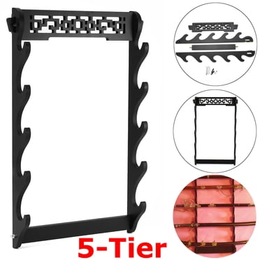5-Tier Sword Holder Wall Mount Samurai Stand Display Katana Hanger Rack Wood 23"x14"
