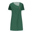 thumbnail image 3 of Prix Réduit, Robe Mi-Mollet à Manches Courtes et Col Rond Unie pour Femme, Robe Mi-Mollet à Manches Courtes et Col Rond Unie Simple et Stylée pour le Quotidien Coupe Moderne, Sopatenor, 3 of 8