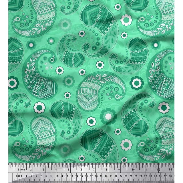 Soimoi Poly Georgette Fabric Floral & Paisley Decor Fabric Printed Yard 42 Inch Wide