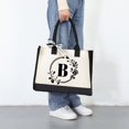 thumbnail image 3 of MesaSe Sac à Main en Toile Mode pour Femmes Imprimé Lettres Fleurs Couleur Frappé Portable, 3 of 6