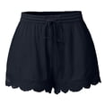 thumbnail image 1 of Timegard Plus Size Shorts for Women Wide Leg Elastic Waisted Drawstring Lace Ruffle Solid Color Casual Shorts, 1 of 5