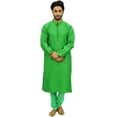 thumbnail image 2 of Atasi Ethnic Men's Kurta Pyjama Set Green Bollywood Designer Shirt-Large, 2 of 6