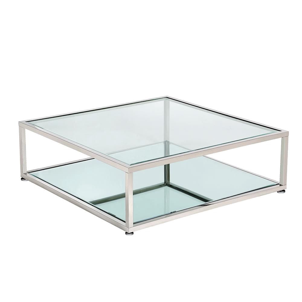 Home Gear Table basse Silver Base Rectangulaire Etagère Miroir