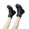 thumbnail image 4 of Women Shoes Hasp Mid Heel Flat Bottom Zipper Laceing Fashion Plus Velvet Leather Short Boots, 4 of 9