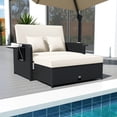 thumbnail image 1 of Costway 2 PCS PE Wicker Outdoor Daybed with 4-Level Adjustable Backrest, Storage Ottoman White + Black, 1 of 10