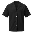 thumbnail image 5 of BOBOGOJP Chemises Hommes Bouton Manches Courtes vers le Bas Solide Robe Formelle Décontractée, Noir L, 5 of 5