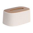 thumbnail image 1 of European-Style Elastic Tissue Box for Home and Office Desktop, Universal Fit, Durable Plastic with Rounded Edges, Modern Vertical Stripe Design(White), 1 of 5