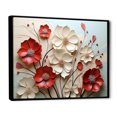 thumbnail image 2 of Designart Flower framed wall art decor, Flower framed wall Art, Dual Embrace Of Red And White Crimson Flowers , Extra large black framed wall art, 40x30 inches black frame, 2 of 5