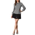 thumbnail image 2 of INSPIRE CHIC Womens' Peter Pan Collar Houndstooth Plaid Long Sleeve Button Back Blouses S Black, 2 of 6
