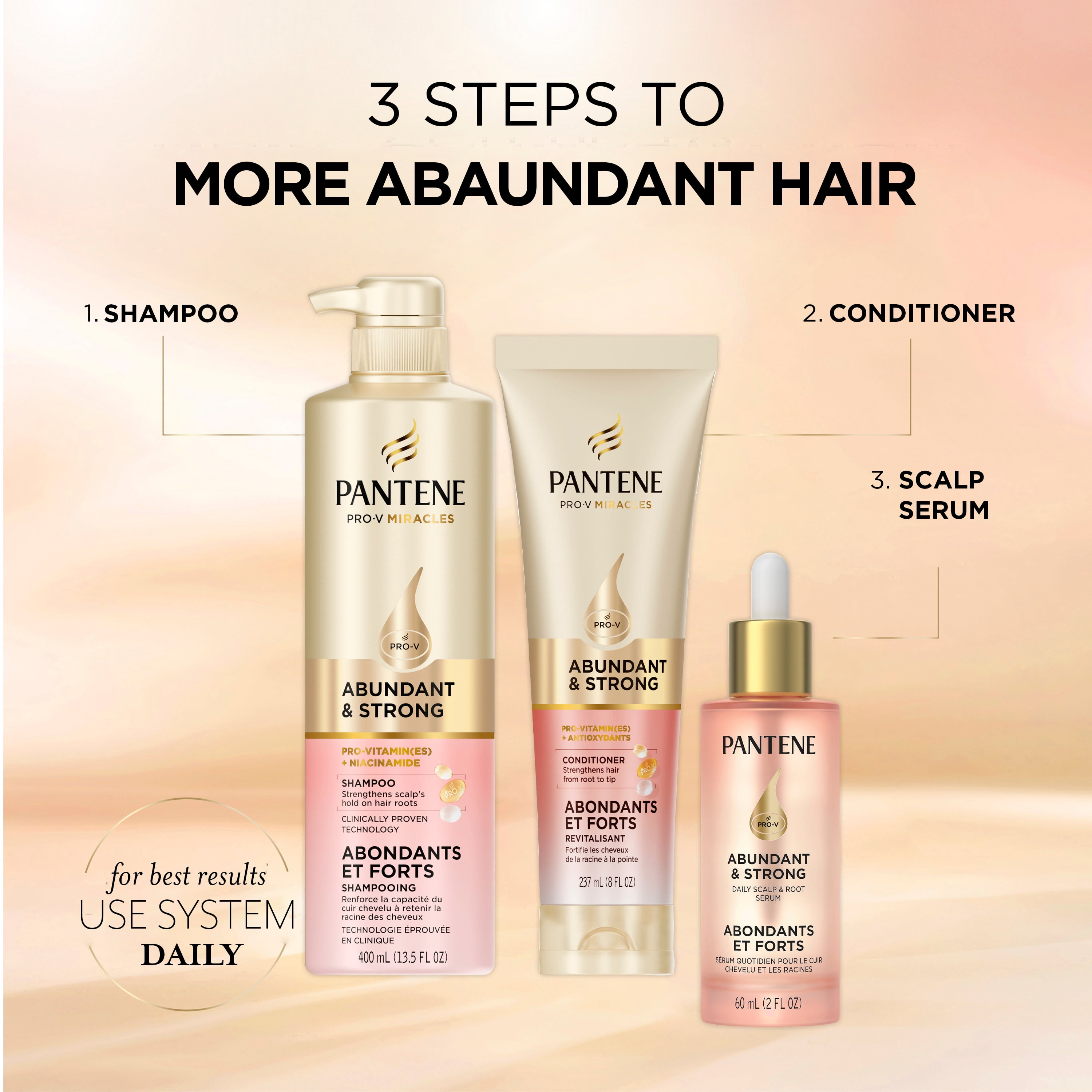 Revitalisant Pantene Pour Cheveux Abondants et Forts, Renforce Les Cheveux De La Racine À La Pointe, Complexe De Pro-Vitamine B5 et Antioxydants, 237 mL