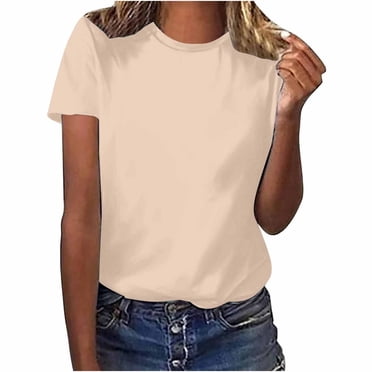 Timegard T-Shirts à Manches Courtes pour Femmes Col Ras du Cou Couleur Unie Confortables Décontractés Amples Chemises Haut T-Shirt Basique Blouse