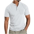 thumbnail image 2 of FAIWAD Men's Short Sleeve Shirts Button Casual Slim Mock Neck Basic Tees Summer Solid Color Workout Tops, 2 of 8
