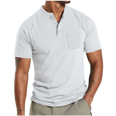cllios T-Shirts Henley pour Hommes à Manches Courtes Décontractés à 3 Boutons T-Shirts Légers à Col en V Boutonné T-Shirt Classique Uni T-Shirt Léger en Coton Hauts