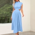 thumbnail image 2 of XZNGL Robe d'Été pour Femmes Aguichant Mode Femmes Été Unie Aguichant Ajourée Décontractée Mini Robe Sans Manches à Col Rond Robe d'Été Mini Robe pour Femmes Robe d'Été pour Femmes avec Manches, 2 of 4